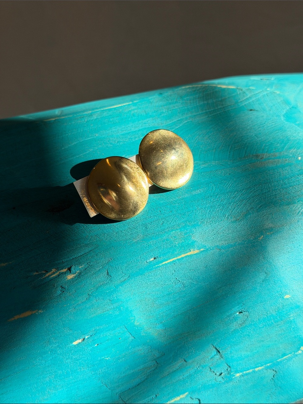 Vintage Kenneth Jay Lane Satin Gold toned Domed Button Earrings